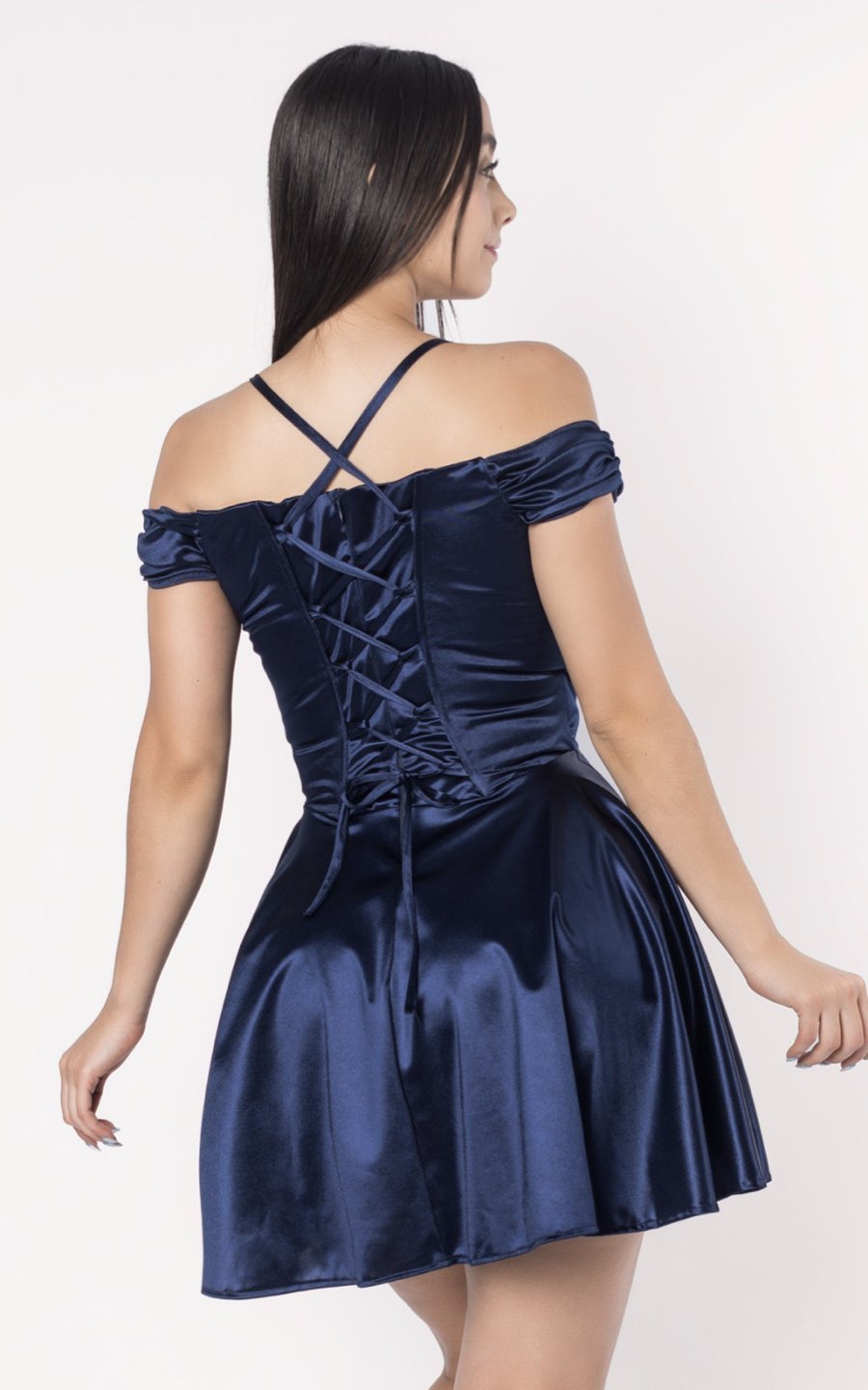 VESTIDO ALDANA CORTO AZUL | ALEXA LEE