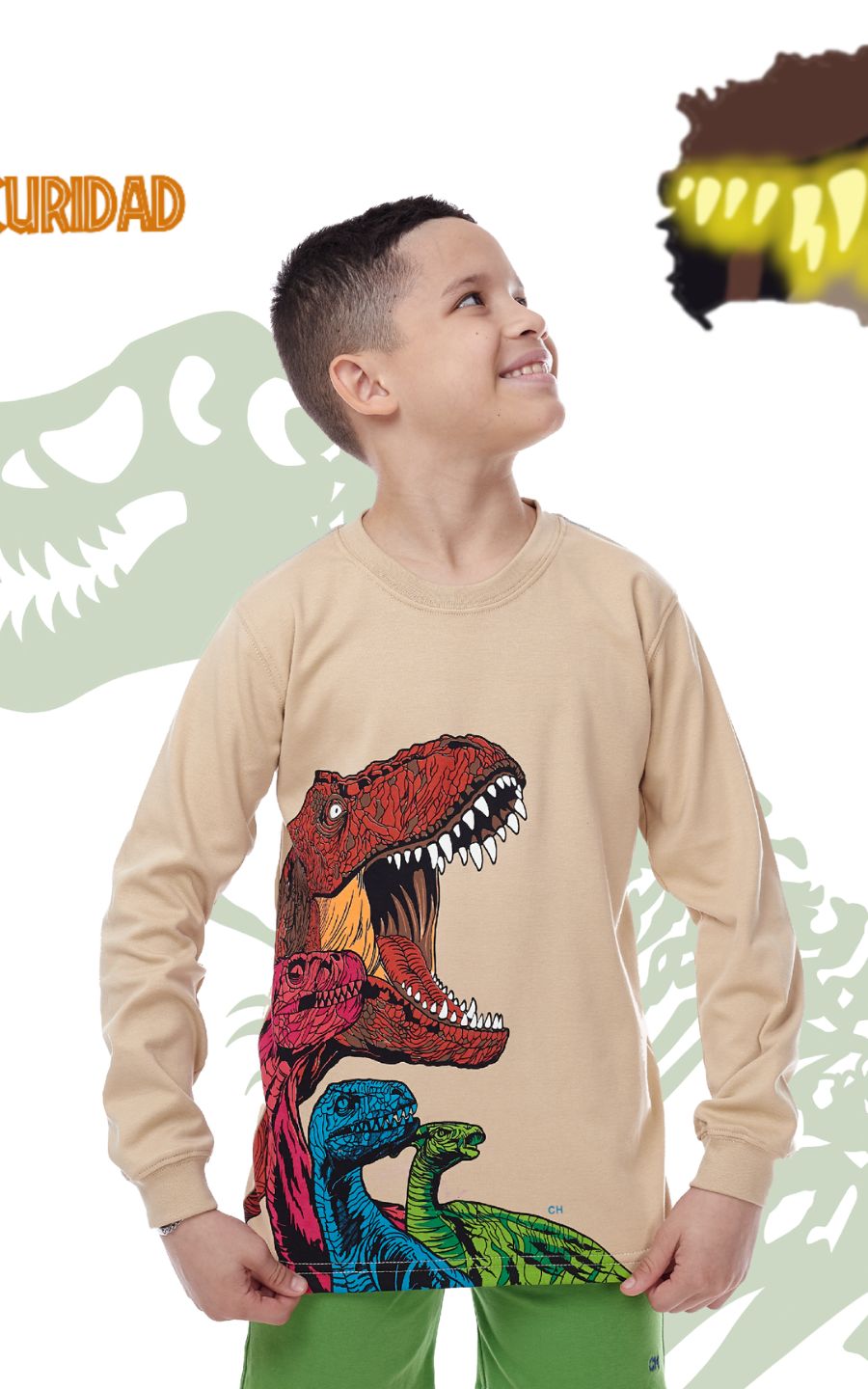 POLO DINOSAURIO BEIGE | CHUPETIN