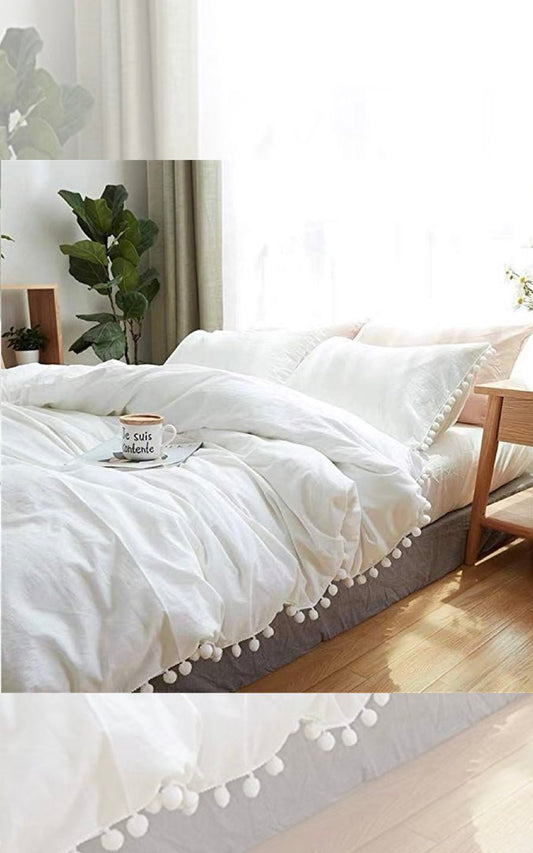 FUNDA POMPONES BLANCOS | DUVETEX