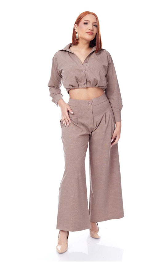 CONJUNTO GAIA BEIGE OSCURO | FLAVIANA