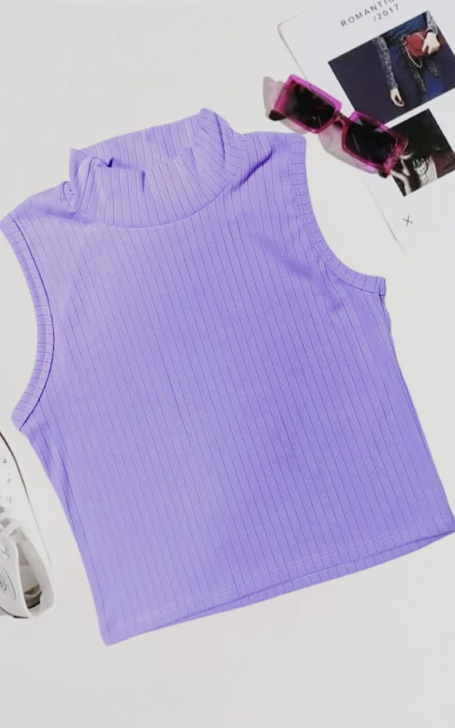 TOP CUELLO ALTO LILA | DIVAS