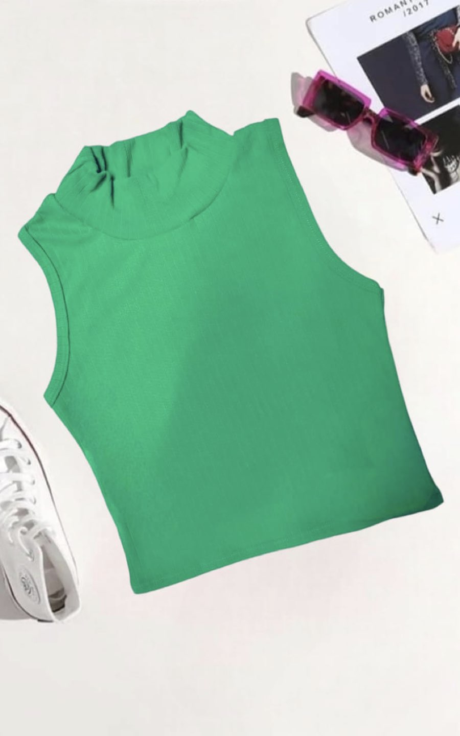 TOP CUELLO ALTO VERDE | DIVAS