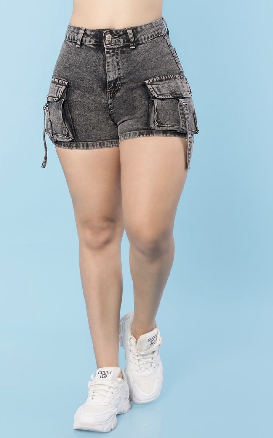 SHORTS JEANS CARGO NEGRO | JIVA JEANS