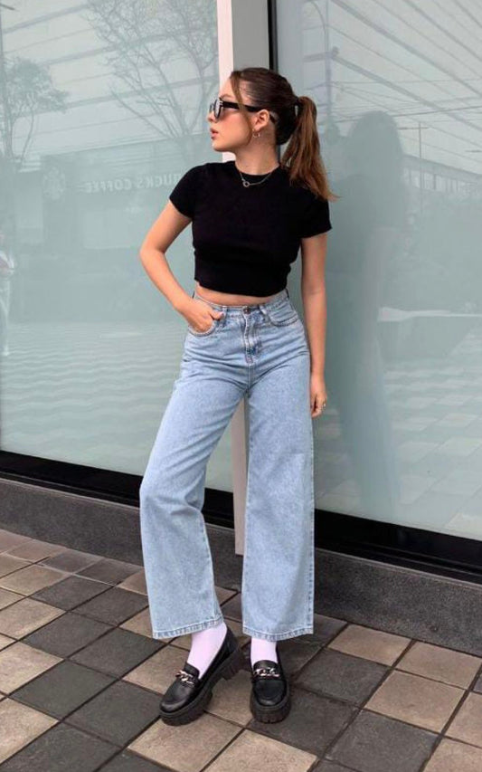 WIDE LEG CINTURA CELESTE | EXCUSAS