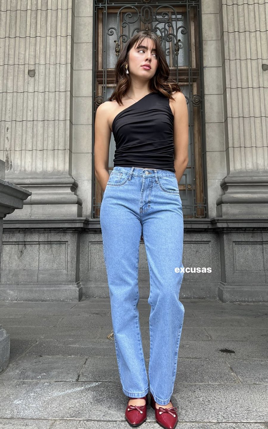 PANTALÓN BAGGY CINTURA CELESTE | EXCUSAS