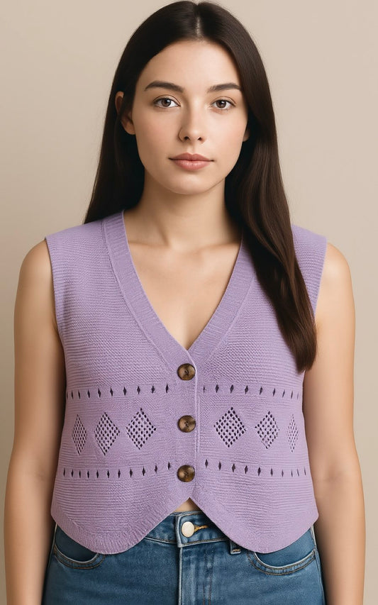 CHALECO TEJIDO MORADO | LOS MÁS BARATOS