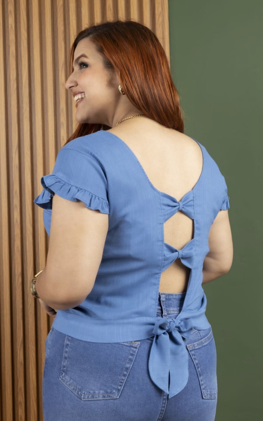 BLUSA CELESTE LAZO DETALLE | DELFIN ROSA