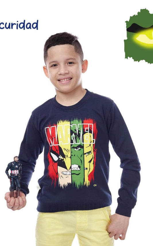 POLO MANGA LARGA MARVEL AZUL | CHUPETIN