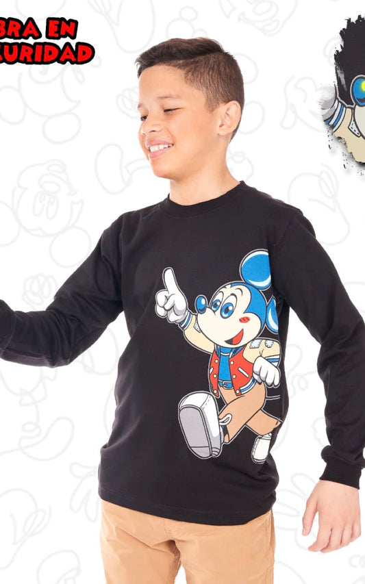 POLO MANGA LARGA MICKEY NEGRO | CHUPETIN