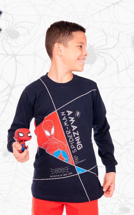 POLO MANGA LARGA NEGRO SPIDERMAN | CHUPETIN
