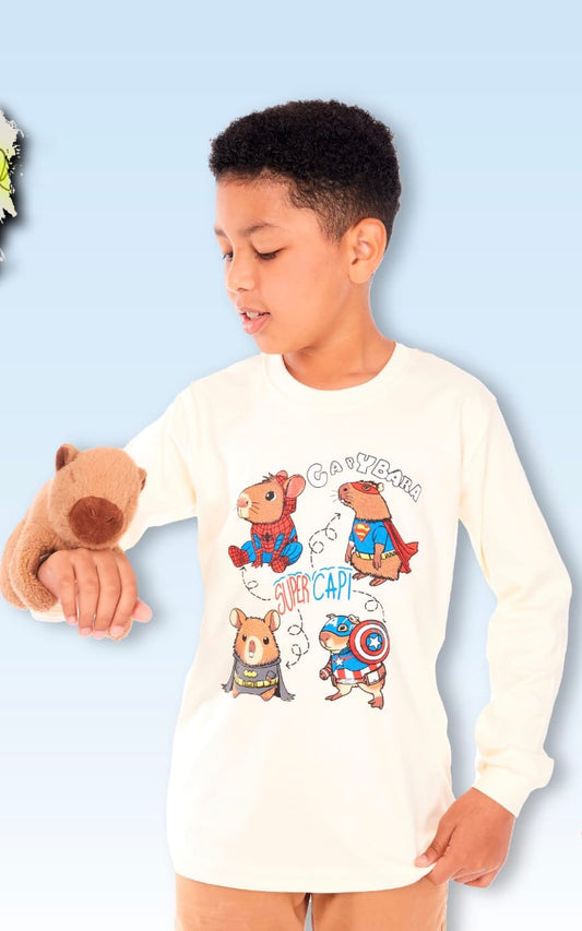 POLO MANGA LARGA CAPIBARA BEIGE | CHUPETIN