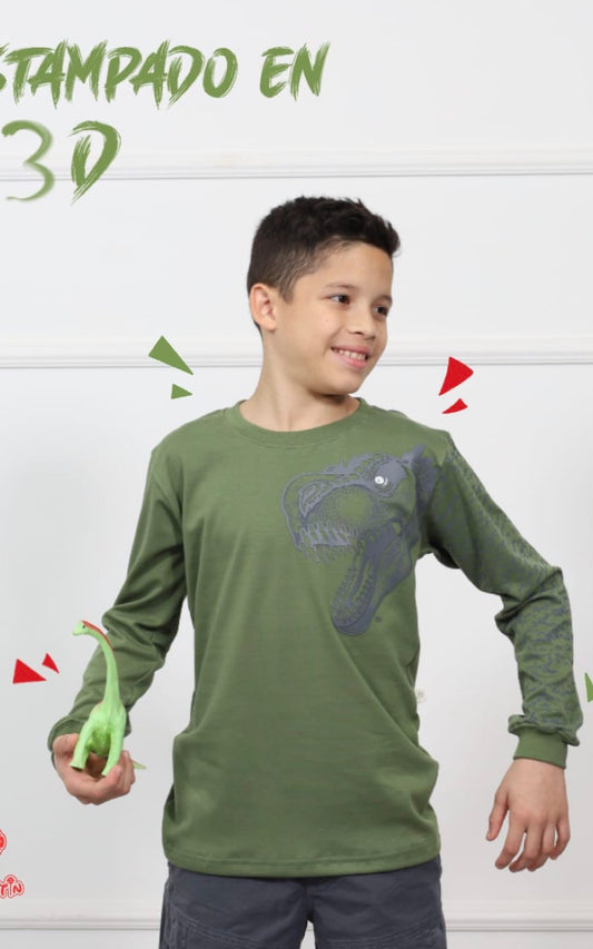 POLO MANGA LARGA JURASSIC VERDE | CHUPETIN