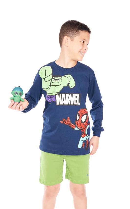 POLO MANGA LARGA AZUL MARVEL | CHUPETIN