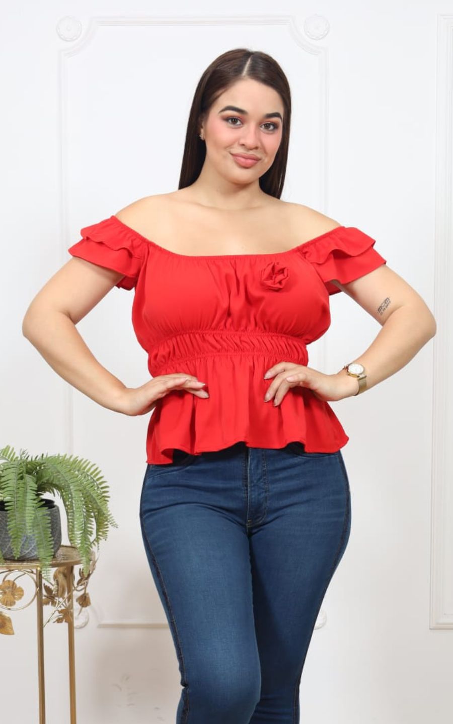 BLUSA ROJA HOMBROS | DELFIN ROSA