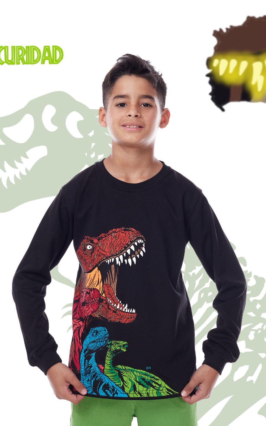 POLO DINOSAURIO NEGRO | CHUPETIN