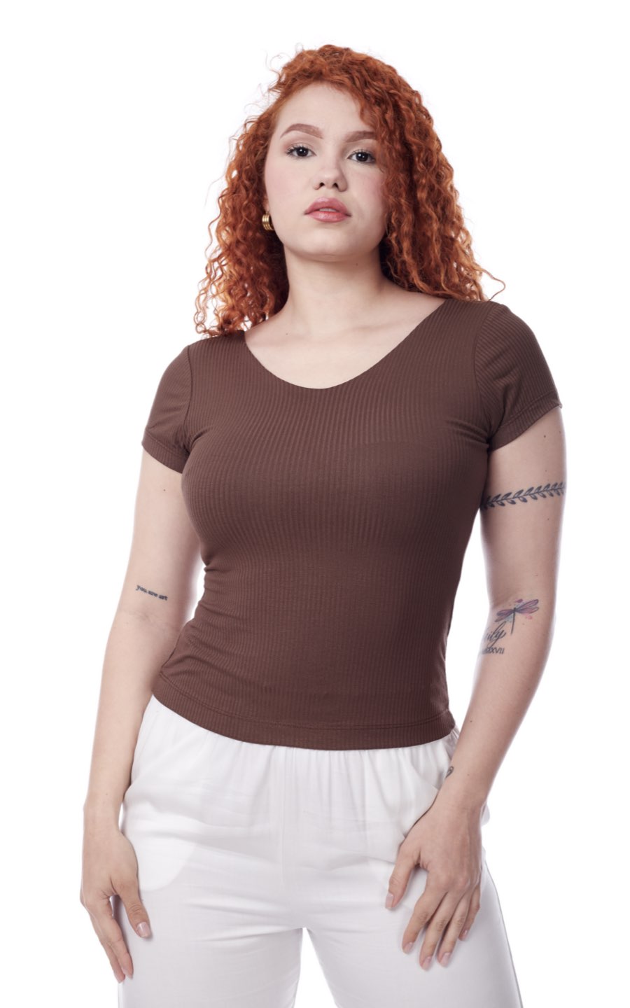 POLO BASICO CUELLO V MARRON | BOOM