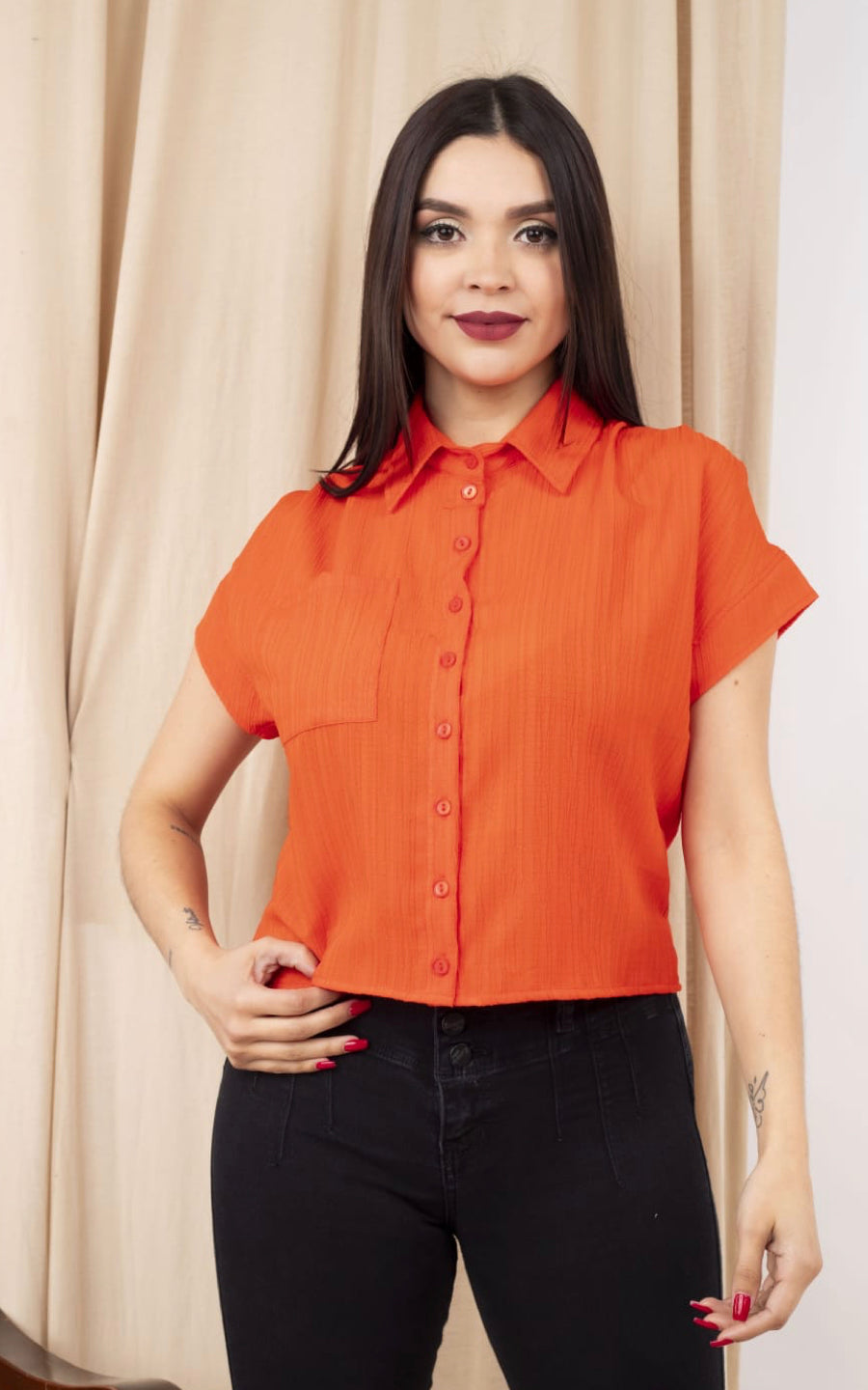Camisa naranja mujer outlet