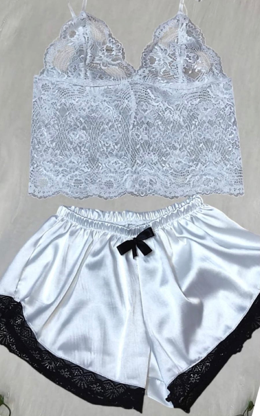 PIJAMA SEXY 4 PIEZAS BLANCO | DIVAS