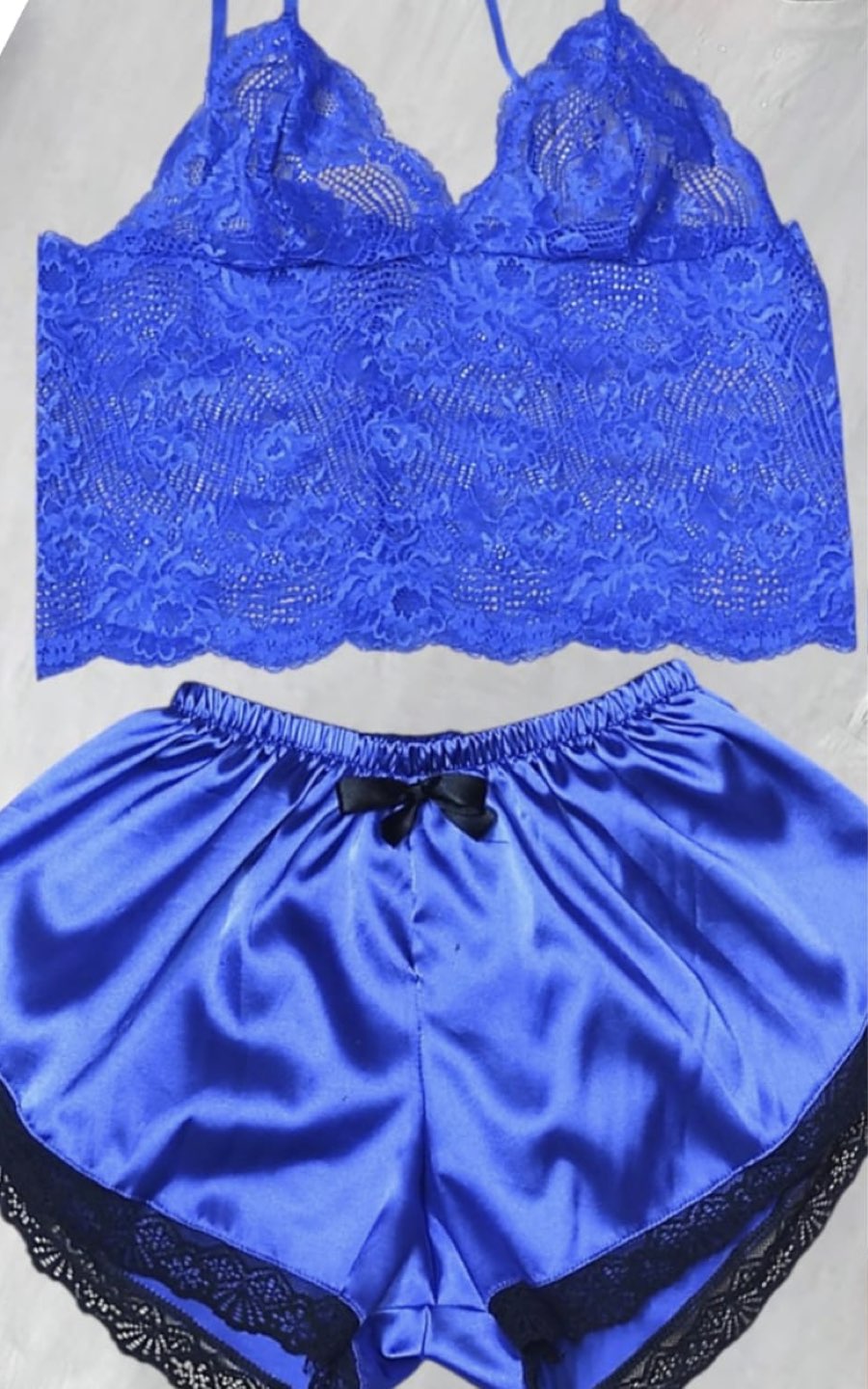 PIJAMA SEXY 4 PIEZAS AZUL | DIVAS