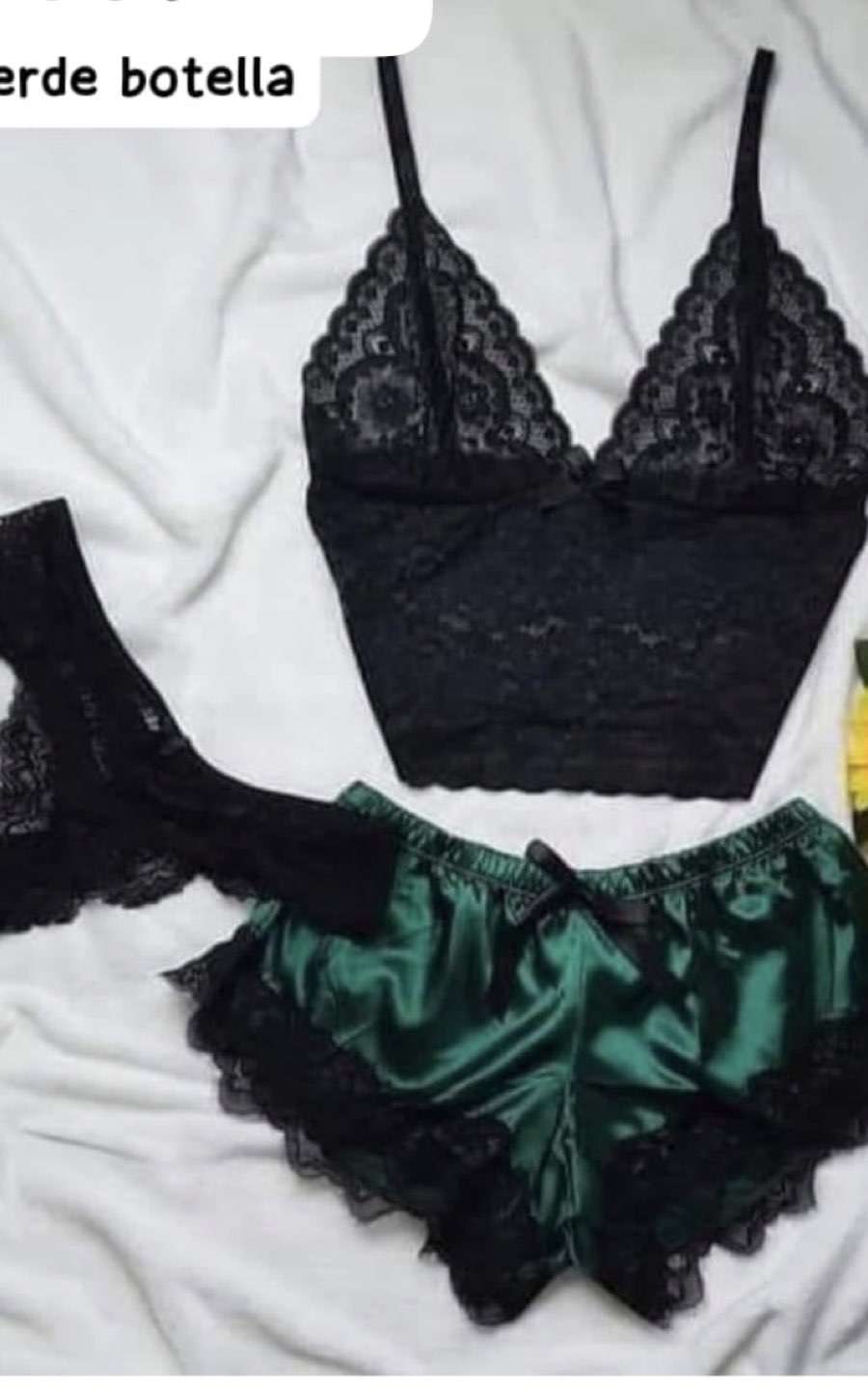 PIJAMA SEXY 4 PIEZAS VERDE | DIVAS