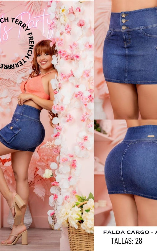 FALDA CARGO AZUL | VANISHA