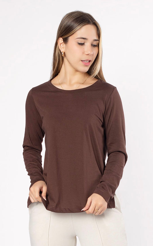 POLO BASICO MANGA LARGA MARRON | BOOM