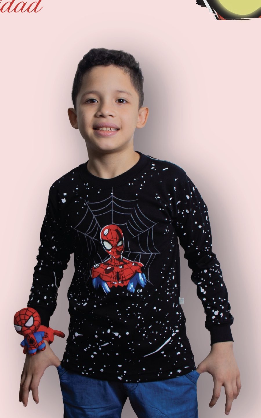 POLO MANGA LARGA SPIDERMAN NEGRO | CHUPETIN