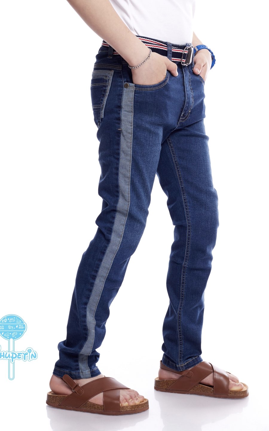 PANTALÓN JEANS FRANJA AZUL | CHUPETIN