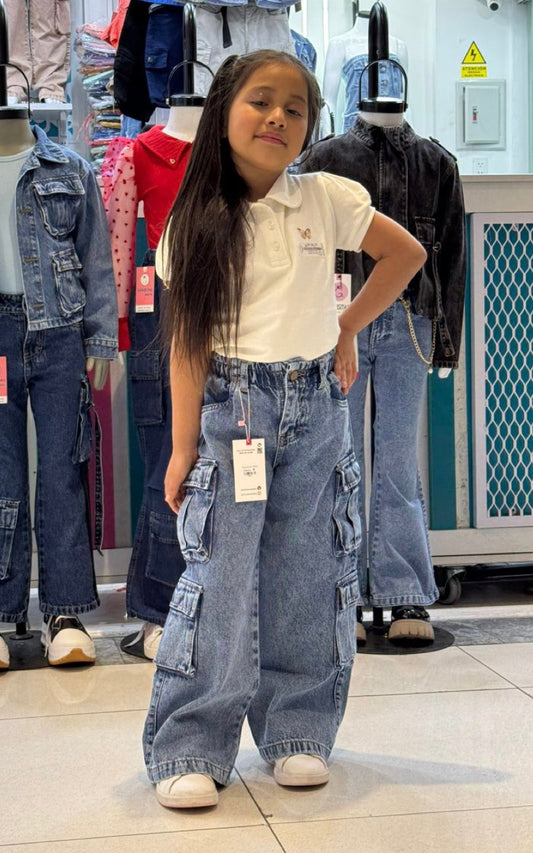 PANTALON CARGO DOS BOLSILLOS AZUL | GARIS GARISITAS