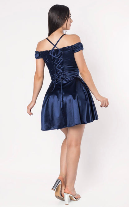 VESTIDO ALDANA CORTO AZUL | ALEXA LEE