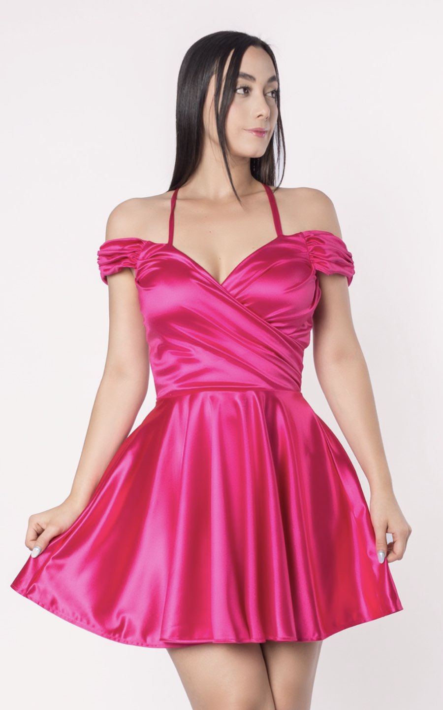 VESTIDO ALDANA CORTO FUCSIA | ALEXA LEE