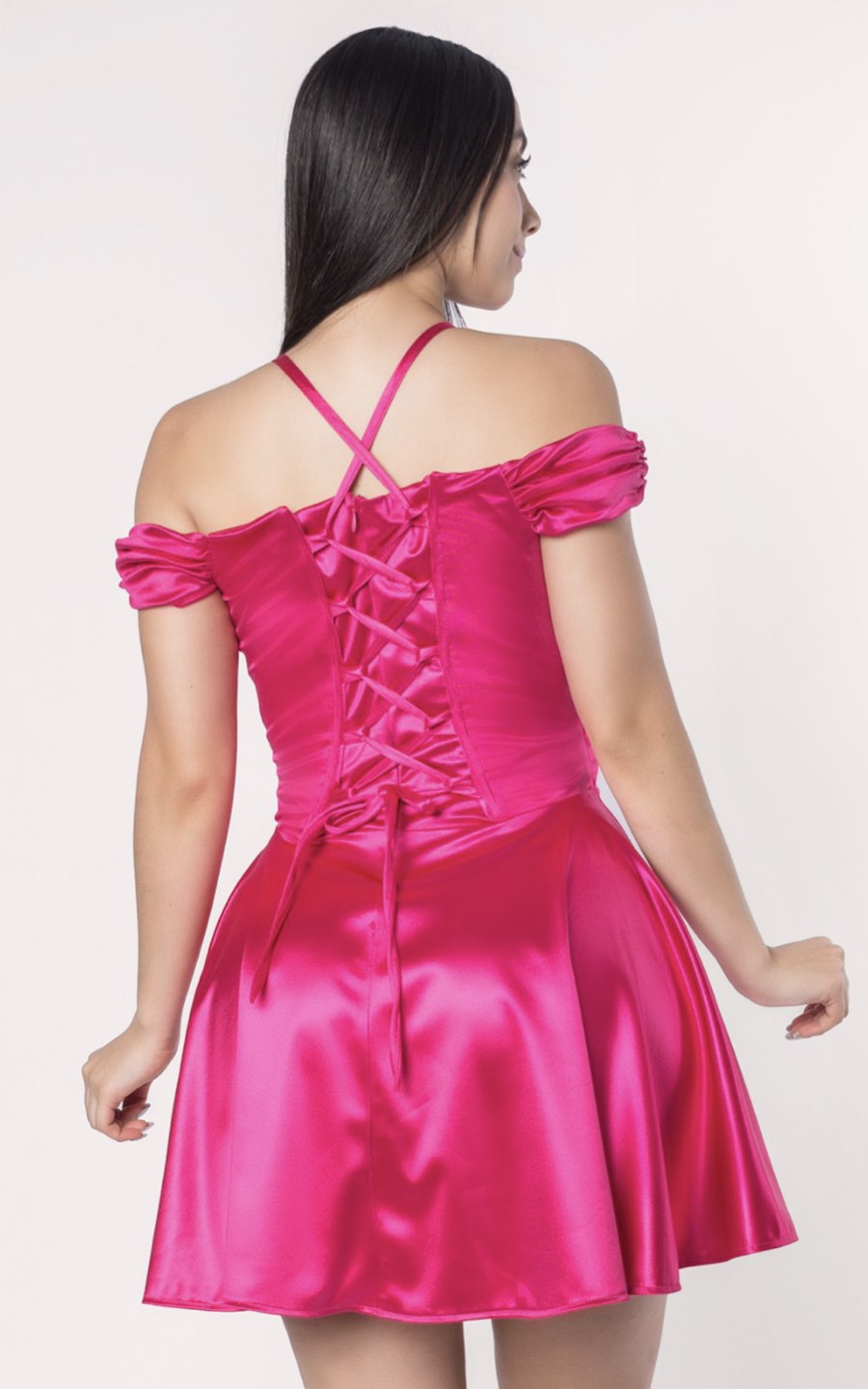 VESTIDO ALDANA CORTO FUCSIA | ALEXA LEE