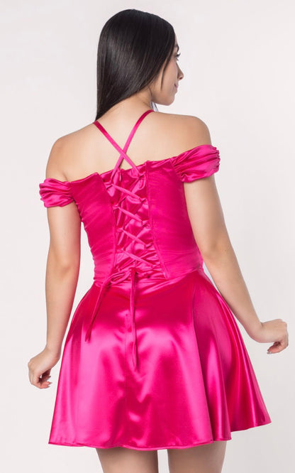 VESTIDO ALDANA CORTO FUCSIA | ALEXA LEE