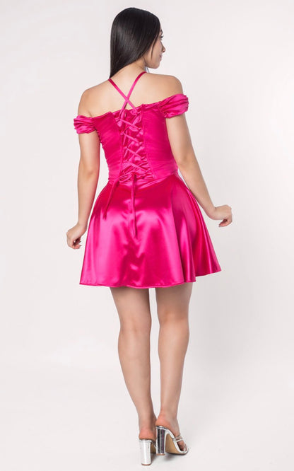 VESTIDO ALDANA CORTO FUCSIA | ALEXA LEE
