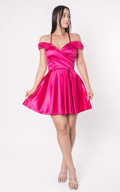 VESTIDO ALDANA CORTO FUCSIA | ALEXA LEE