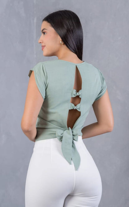 BLUSA VERDE DETALLE | DELFIN ROSA