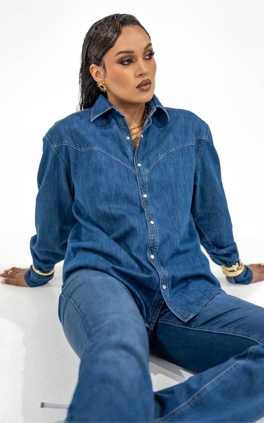 CAMISACO CELESTE CLASICO | ANGIE ARIZAGA JEANS