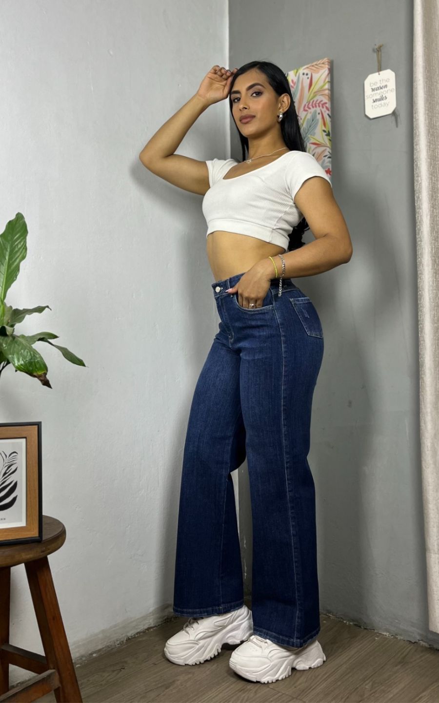 PANTALÓN WIDE LEG AZUL | FLOWER'S JEANS