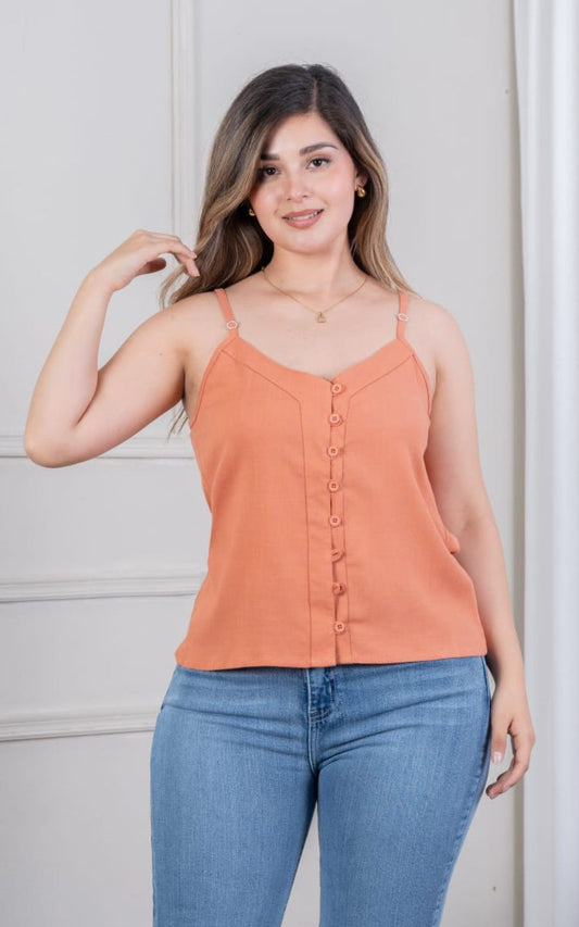 BLUSA NARANJA BOTONES | DELFIN ROSA