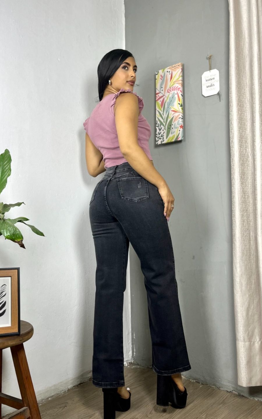 PANTALÓN WIDE LEG NEGRO | FLOWER'S JEANS