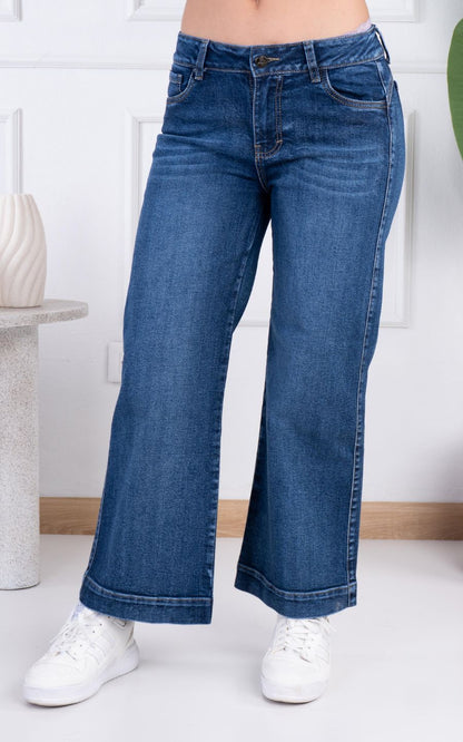 PANTALON JEANS PALAZZO AZUL | FAVI JEANS