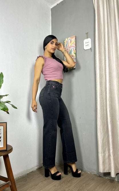 PANTALÓN WIDE LEG NEGRO | FLOWER'S JEANS