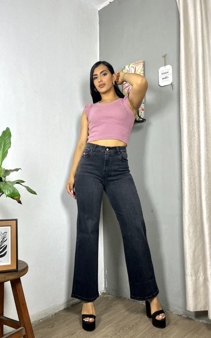 PANTALÓN WIDE LEG NEGRO | FLOWER'S JEANS