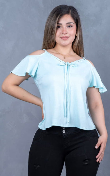BLUSA CELESTE LAZO DR | DELFIN ROSA