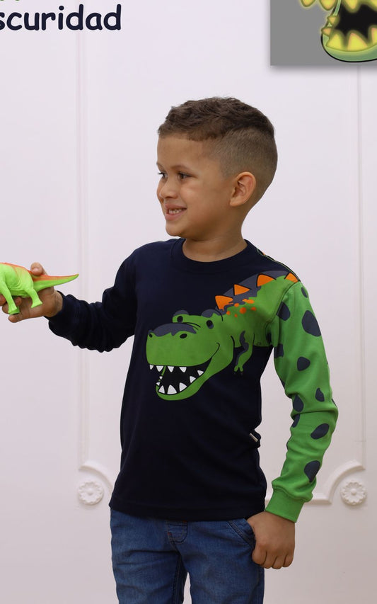 POLO  DINOSAURIO  NEGRO | CHUPETIN