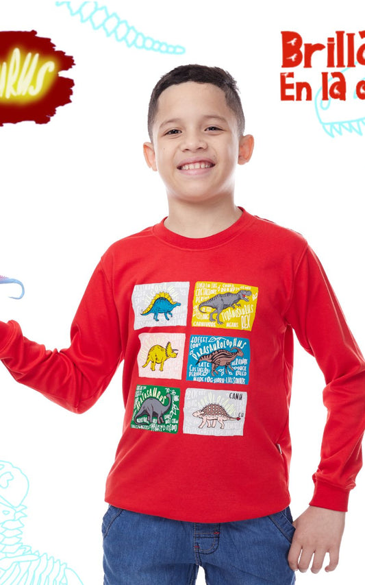 POLO ROJO DINOSAURIOS | CHUPETIN