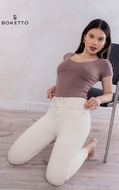 PANTALÓN SKINNY HUESO | BOKETTO