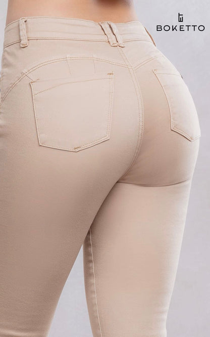 PANTALÓN SKINNY BEIGE | BOKETTO