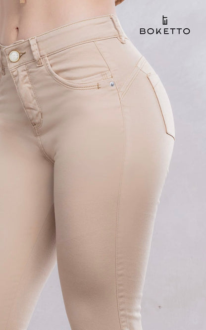 PANTALÓN SKINNY BEIGE | BOKETTO