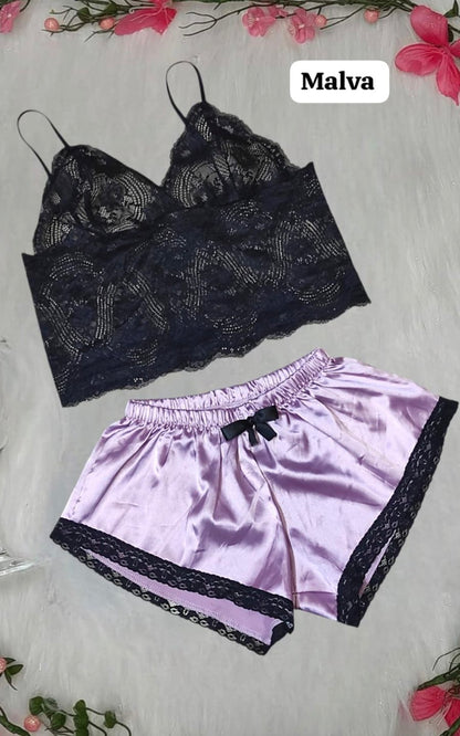 SEXY PIJAMA 2 PIEZAS MALVA | DIVAS